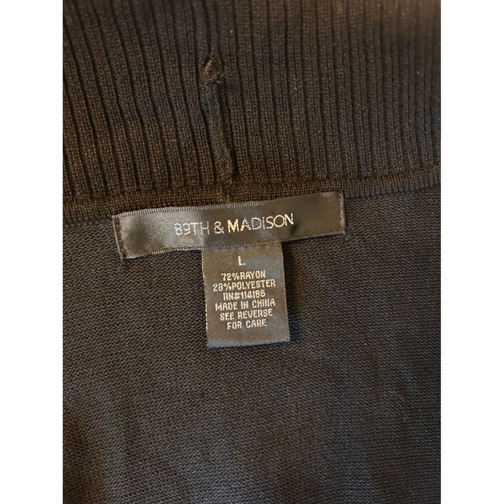 89th & Madison‎ Black Open Front Shawl Collar Cardigan Sweater Size Large - Picture 5 of 5